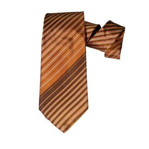 Men Gold Navy Nina Ricci Silk Striped Tie with Tonal Stitching $149 NTW